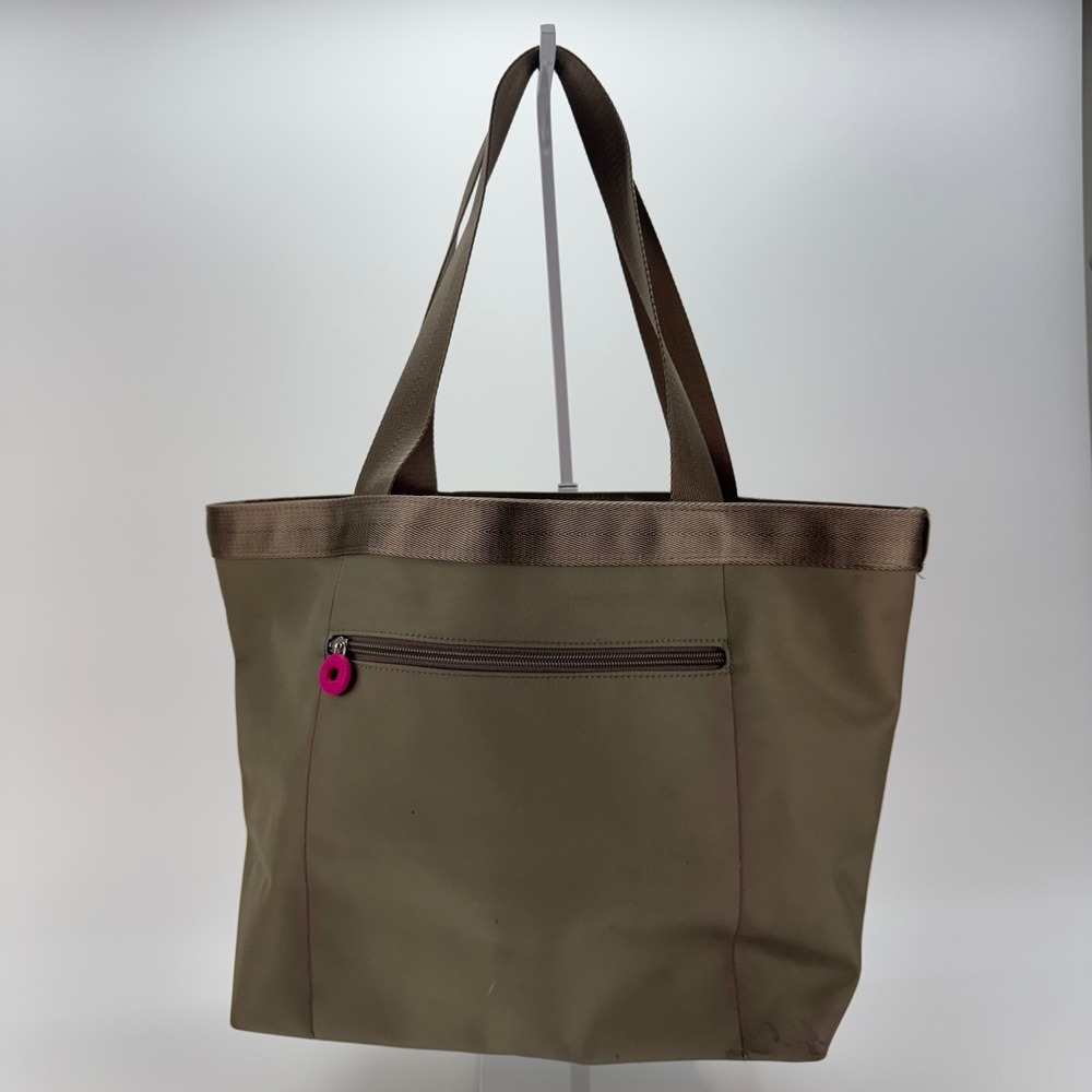 Tintamar Bergere de France Nylon Tote Bag Olive‎ Taupe Pink Lining Shoulder Bag